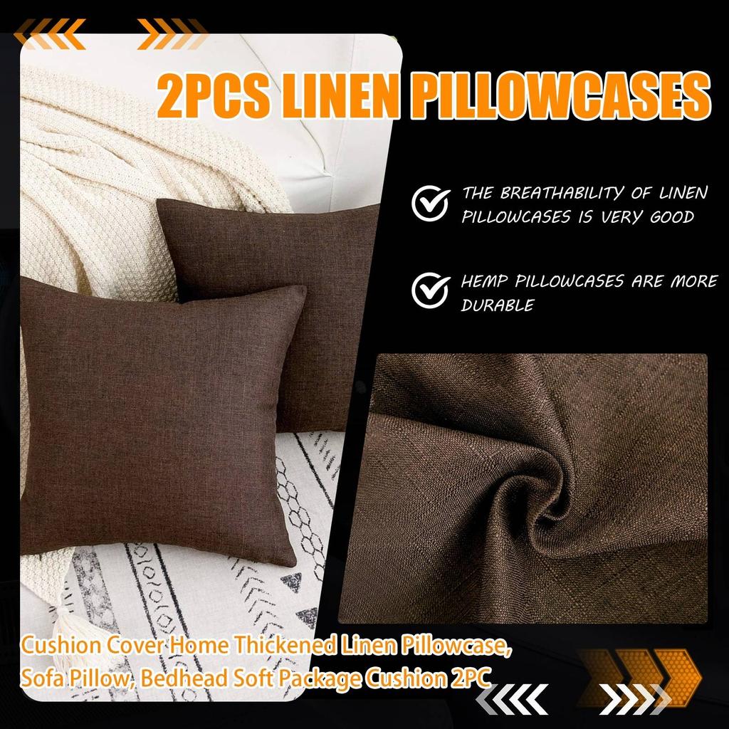 Cushion Cover Home Thickened Linen Pillowcase, Sofa Pillow, Bedhead Soft Package Cushion 2PC