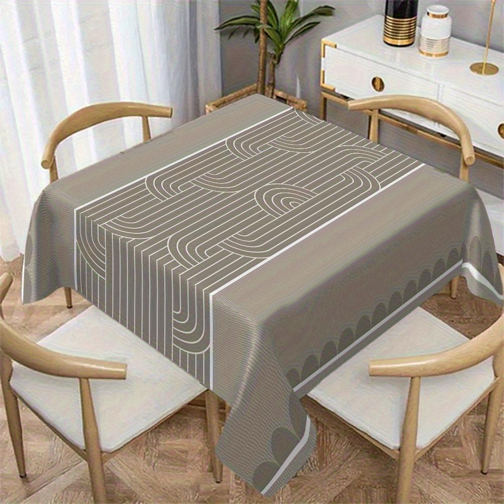 Una elegante tovaglia geometrica grigia - design astratto moderno, copritavolo rettangolare in poliestere, adatto per sala da pranzozyc
