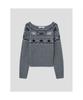 8SECONDS Boat Neck Pattern Pullover Gray