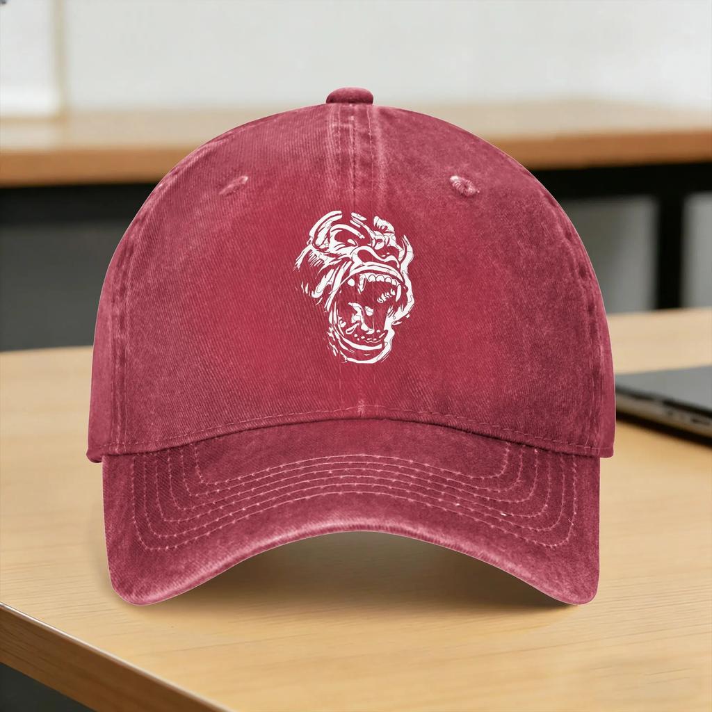 Angry Gorilla Silverback Washed Baseball Cap Casual Sun Trucker Hat Summer UnisexTeens Outdoor Sport Baseball Caps