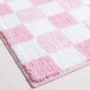 Pink Checkerboard Bathroom Floor Mat Absorbent Quick-drying Mat for The Home Bathroom and Thick Flocked Bathroom Rug
