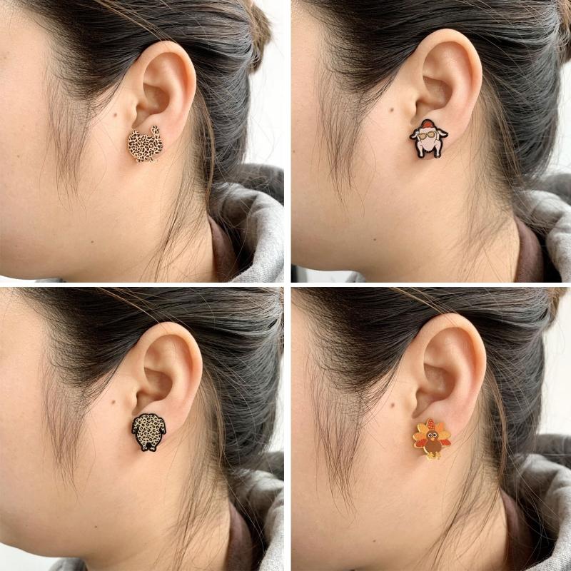 1Pair Thanksgiving Pumpkin Turkey Earrings Chicken Dangle Drop Fashion Jewelry  for Women Girls Birthday Christmas Gifts