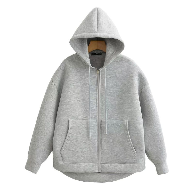 

Kaslead New Arrival Black Loose Zip Sweatshirt Light gray S