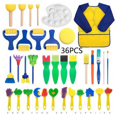 36 Piece Set of Kindergarten Painting Tools DIY Children's Graffiti Wall Painting Tools Children's Early Education Anti Fouling Painting Clothes