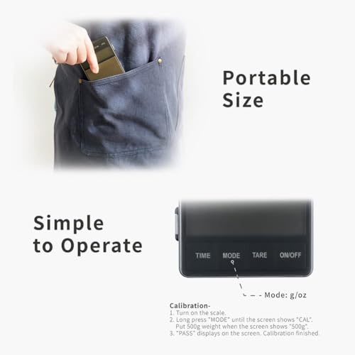 Watchget Pocket Digital Scale, Compact Coffee Scale, Portable Scale, 0.1g-1000g Precision, 0.1g Increments, with Lid, Portable for Outdoors and Campin