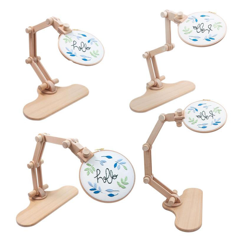 Drehbarer Verstellbarer Holzstickrahmen Desktop-Ständer Kreuzstich-Gestell Rahmen Ringe Erwachsene Mutter Geschenke Nähwerkzeug