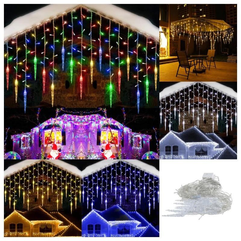 Led Christmas Icicle Lights Window Falling Rain Outdoor Garden Party Home Decor