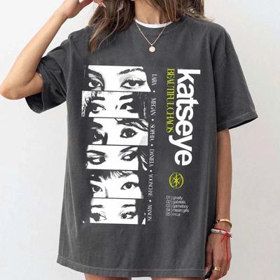 Retro Vintage KATSEYE Gnarly T-Shirt Unisex Herren Damen Vintage Oversized T-Shirt Baumwolle Streetwear Lockere Kurzarm-Oberteile T-Shirt