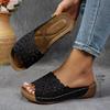 2025 Summer Foreign Trade New Women's Thick-soled Slippers Large Size Fish Mouth Wide Strip with Thick-soled Slippers Women
