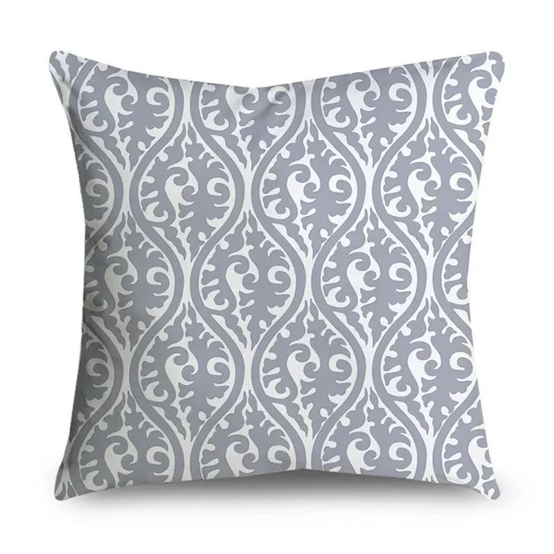 2023 Gray Lumbar Pillows Case 45X45CM Damask Geometry Leaves Floral Stripes Plaids Print Sofa Cushion Throw Pillows Decor Home