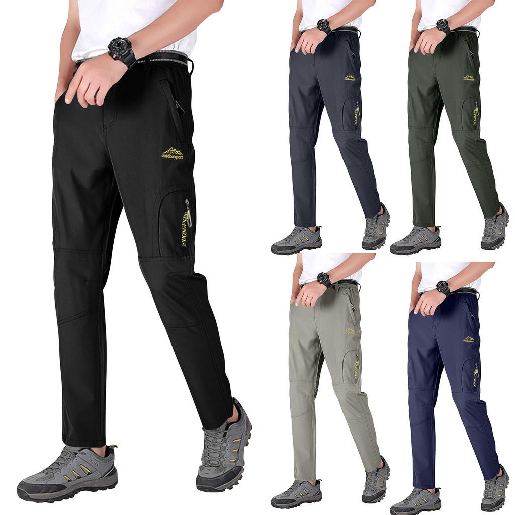 Men's Quick Dry Cargo Pants - Multi-Pocket Straight Leg Outdoor Pants for Summer