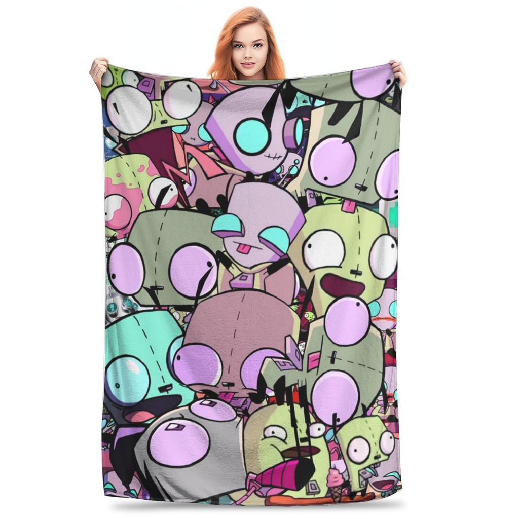 Invader Zim Gir Blankets Warm Flannel Sofa Throw Blanket for Home Bedroom Outdoor Throws Bedspread Quilt