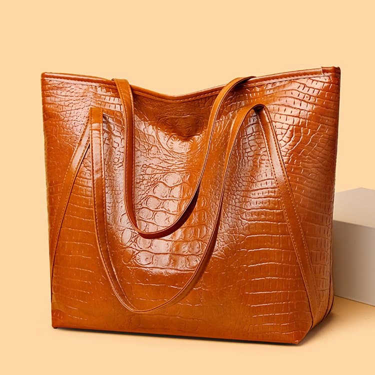 Duża torba shopper damska na ramię z nadrukiem krokodyla