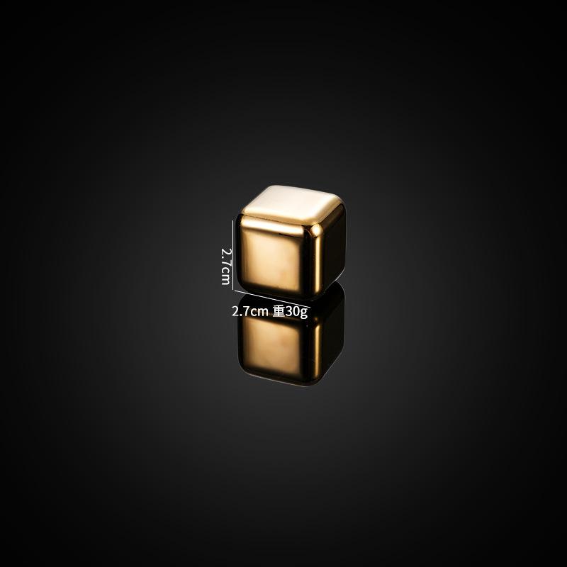 Gold and Siver Metal Cooling Rocks Reusable Ice Cubes Whiskey Steel Ice Cubes 304 Stainless Steel and with Storage Box for Vodka