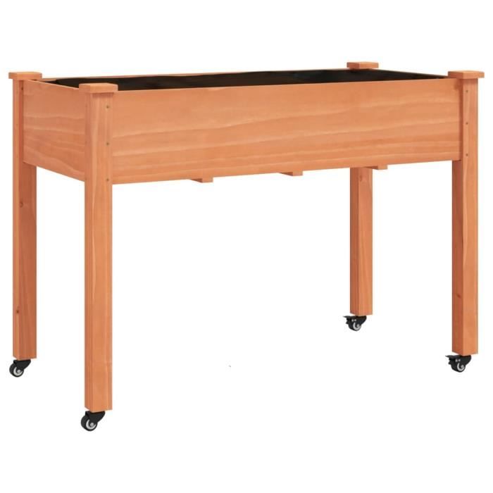 VidaXL Planter On Wheels with Brown Lining 118x59x80 Cm Fir Wood 3157827