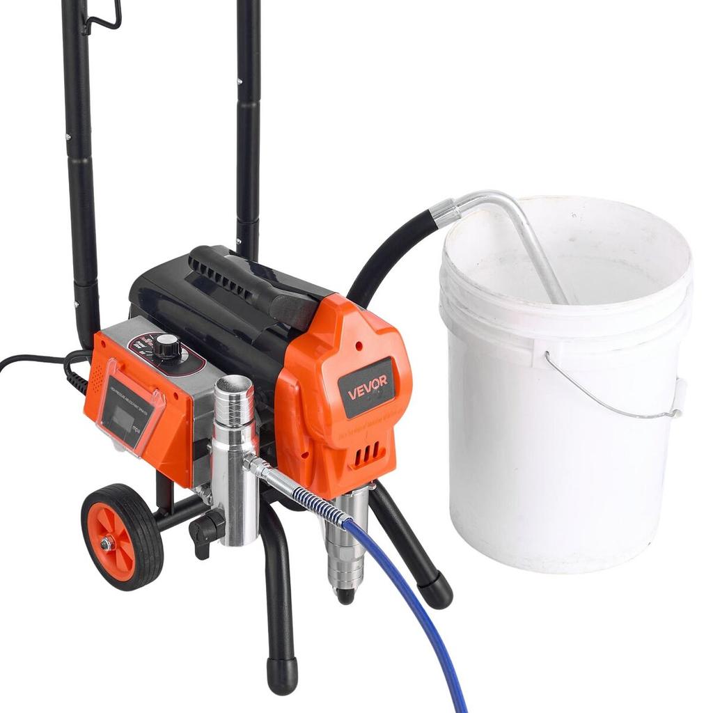 Stand Airless Paint Sprayer, 1500W, 3300PSI High Pressure Airless Sprayer with Cart, Cleaning Brush, Hose, Extension Rod, Nozzles, Electric Spray