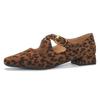 Maillard Leopardenmuster Mary Janes Damen Winterschuhe neu vielseitig kleiner eckiger Kopf flacher Ausschnitt dicker Absatz hohe Absätze
