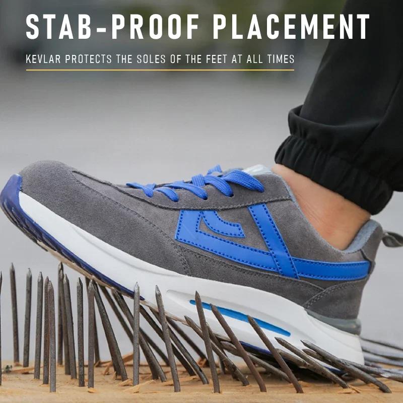 Breathable Work Sneakers Steel Toe Safety Shoes Men Anti Smash Anti-Stab Safety Work Shoes Men Women Safety Indestructible Shoes