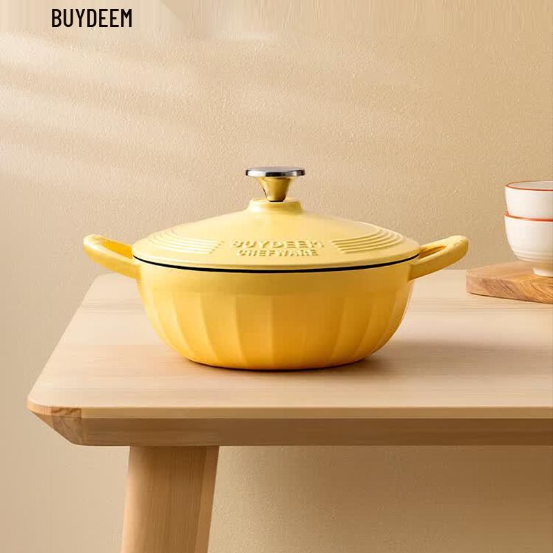 Buydeem Black Enamel Cast Iron Stew Pot