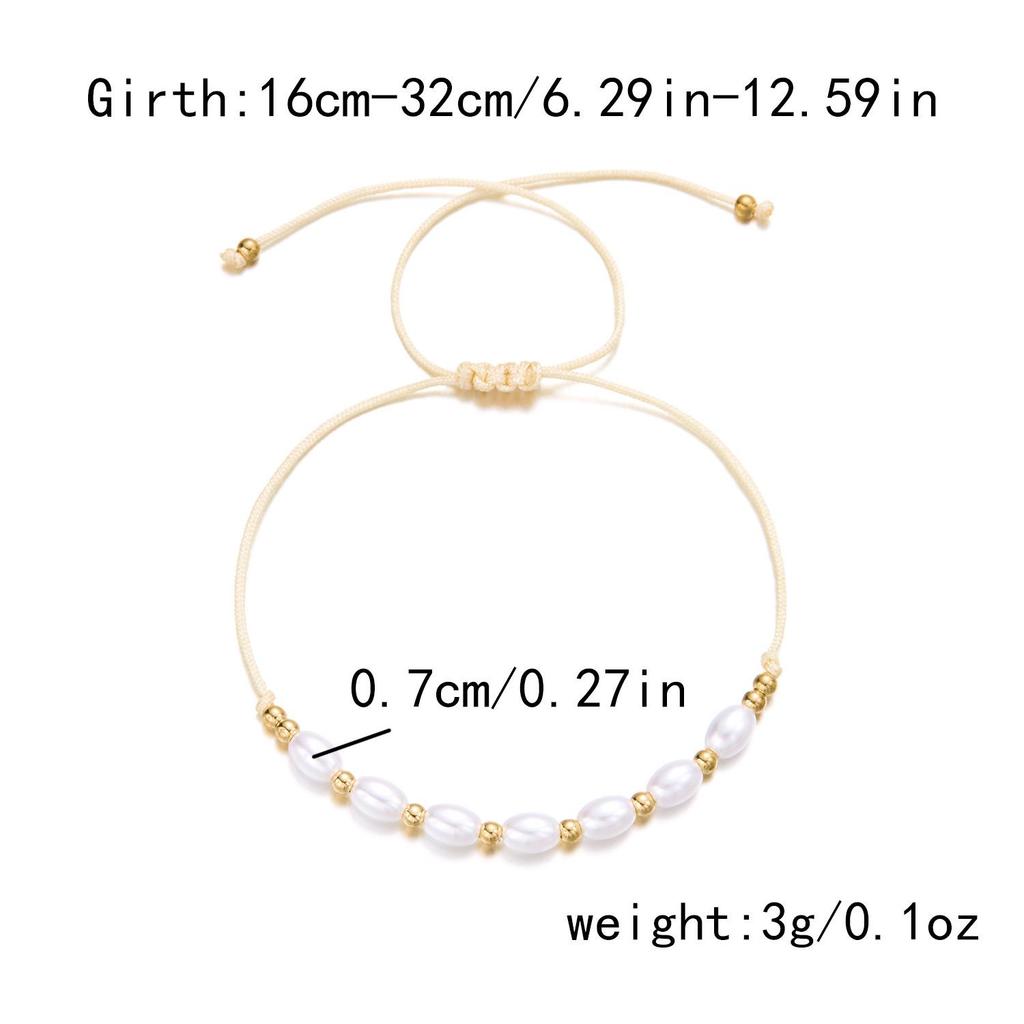 Trendy Hand-Woven Rice Bead Pearl Bracelet Set for Women