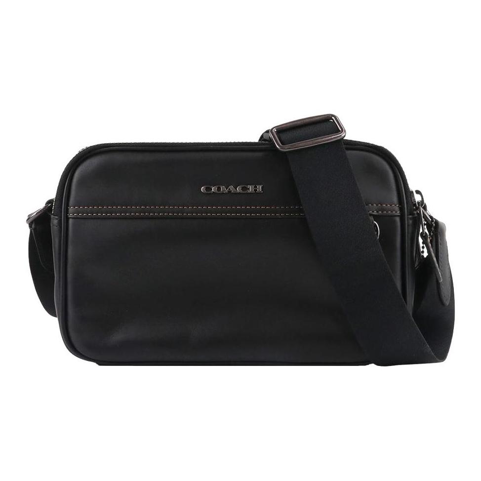 

Coach West Camera Bag Black Smooth Leather Crossbody Sling Fashion Casual Daily Commute Bag for Men C4148-QBBK Basic Set (Bag+Dust Bag)