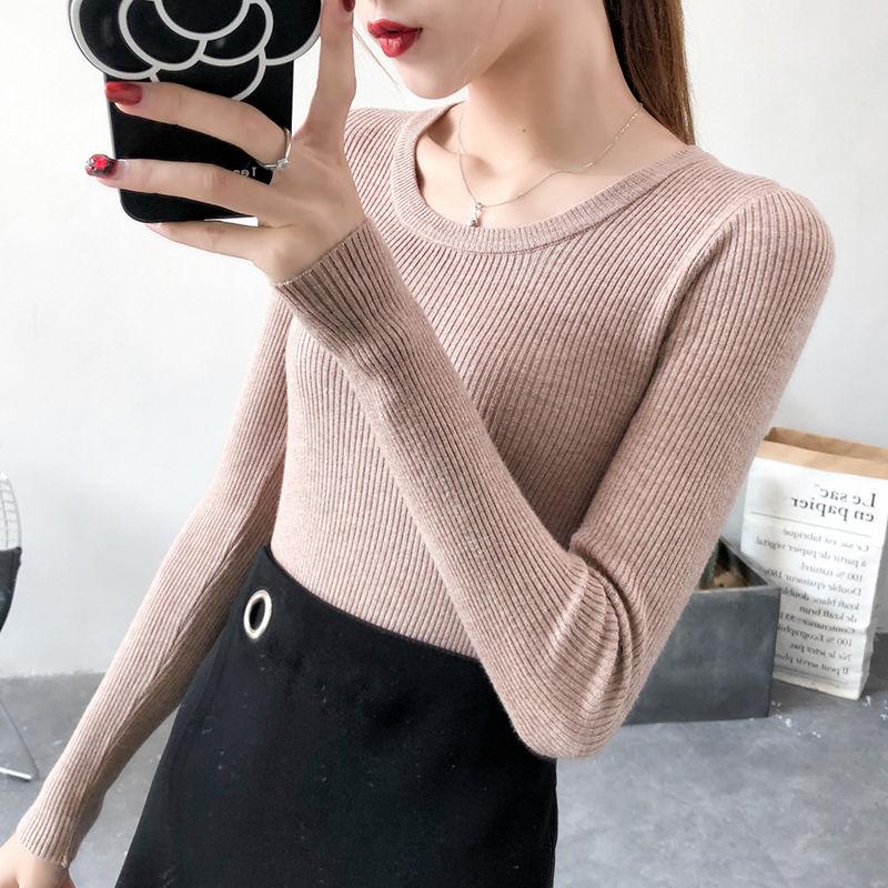 

Женский вязаный свитер облегающего кроя с круглым вырезом, черный One Size хаки