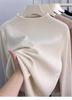 2026 Autumn/Winter Women's Slim Fit Wool Knitwear Pullover - Half-High Neck Solid Color Base Layer Top