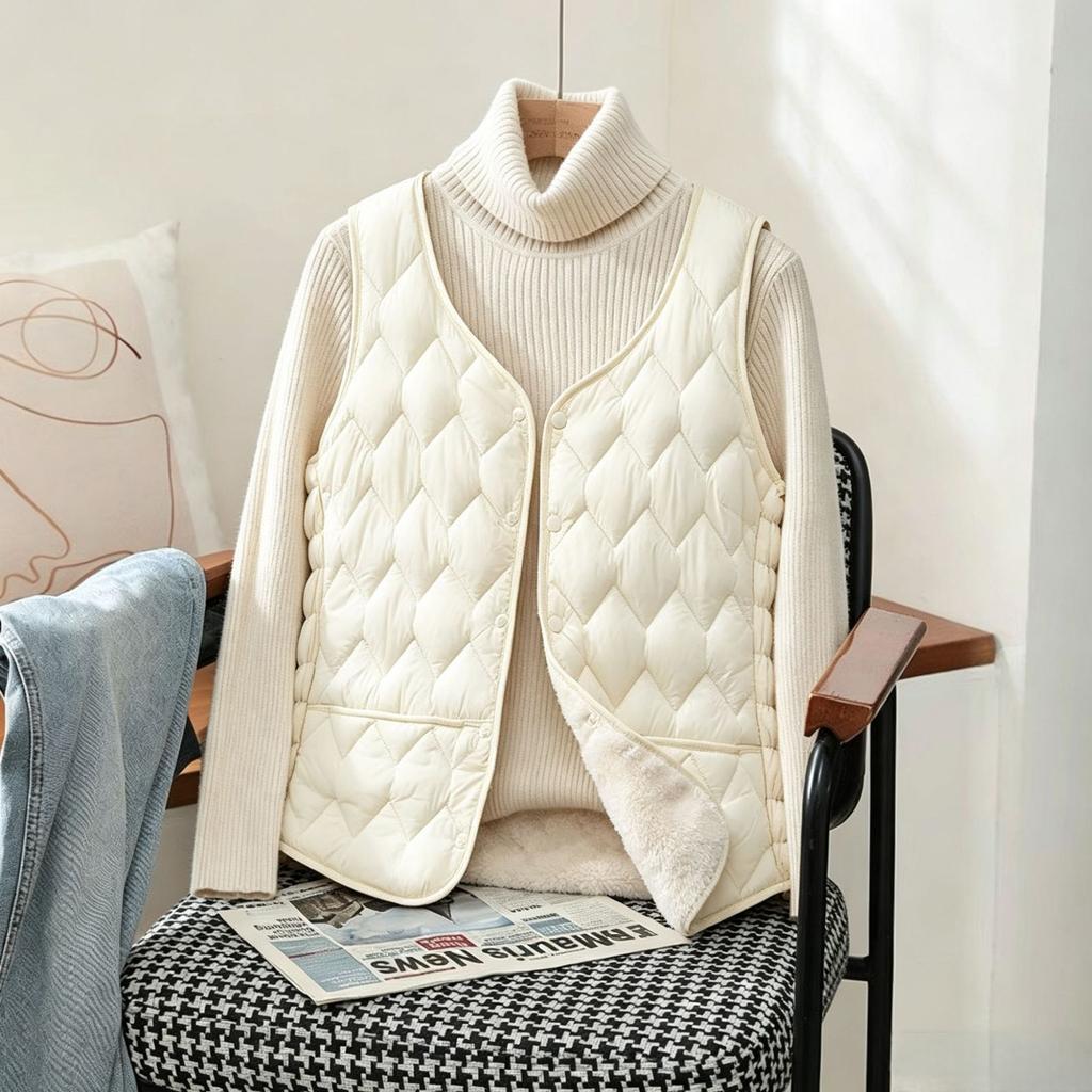 Autumn and winter new velvet vest women's warm inner vest short slim-fit vest jacket lamb wool sleeveless top
