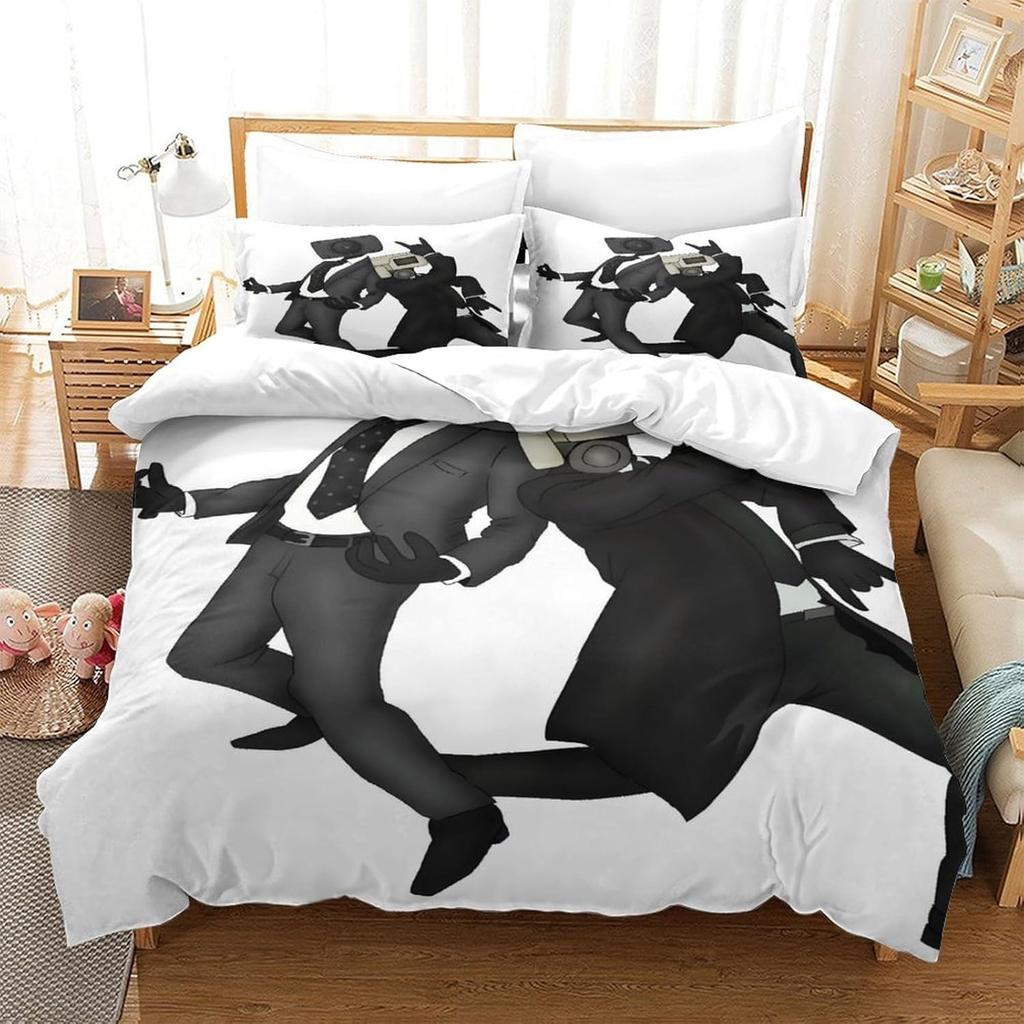 Skibidi Toilet Cartoon Bedding Sets Exquisite Bed Supplies Set Duvet Cover Bed Comforter Set Bedding Set Children Birthday Gift