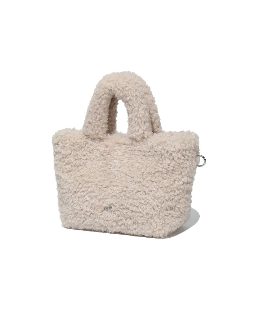 Covernat Woman Clover Heart Fluffy Tote Bag Ivory