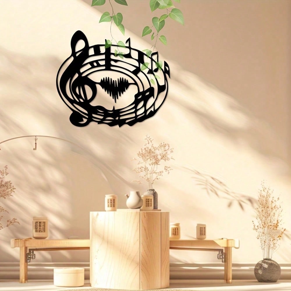 Abstract Tiger Music Notes Metal Wall Art Black Iron Treble Clef Staff Design Indoor Outdoor Decor Gift for Animal Lovers