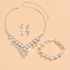 Fashion Bridal Dress Necklace Earrings Bracelet Three-piece Set Korean Rhinestone Wedding Necklace Claw Chain Rhinestone Necklace
