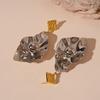 Exaggerated Contrasting Color Metallic Irregular Geometric Earrings, Elegant and High-end Earrings for Women