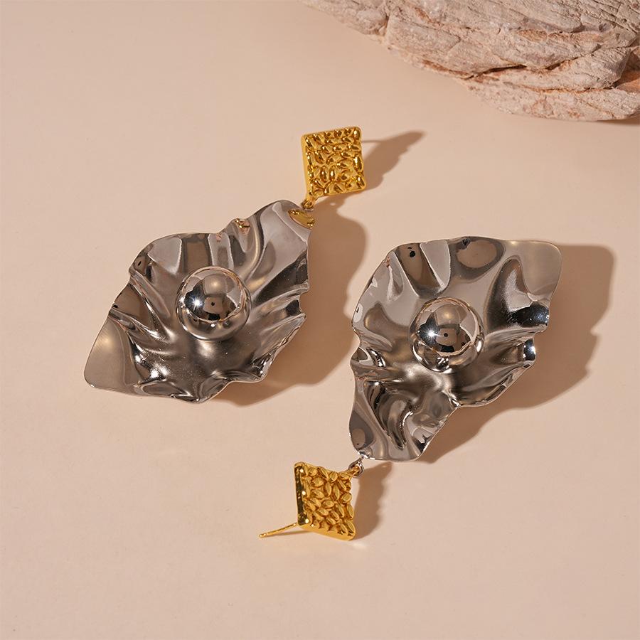 Exaggerated Contrasting Color Metallic Irregular Geometric Earrings, Elegant and High-end Earrings for Women