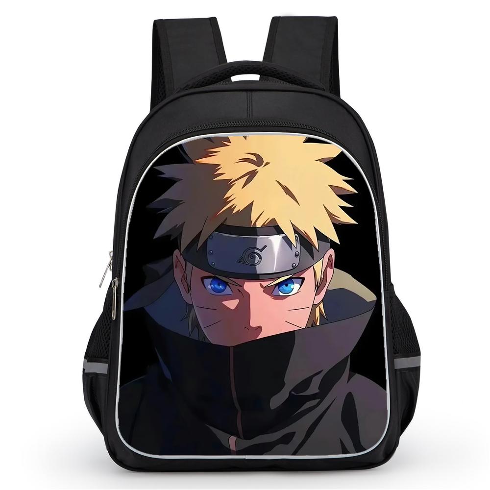 Dual Zipper Pockets, NARUTO Design Suitable For Boys&Girls, Durable 16-inch Lightweight Kids Cartoon Student Backpack Age 5-10.
