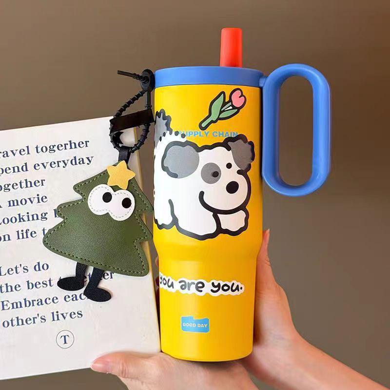 Water bottle Twilight thermos cup Large capacity water cup High grade stainless steel ice cup Straw cup