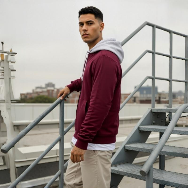 Men's Zip-Up Hoodie Sweatshirt Casual Fleece Jacket with Drawstring Hood Front Pockets Comfortable Streetwear for Autumn & Winter