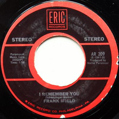 7inch Record FRANK IFIELD  CHARLIE DRAKE  I Remember You  My Boomerang Wont AR209 Eric Records US Pop Used