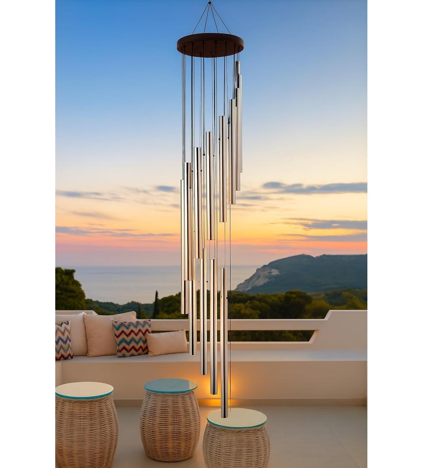 

Paradigm Pictures Большие 18-трубные ветряные колокольчики для дома || Предметы декора для дома (Серебряный цвет) Onesize