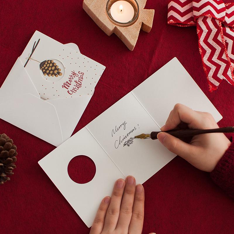 1/6pcs Christmas Greeting Card with Envelopes Merry Christmas Blessing Greeting Cards New Year Postcard Card Xmas Party Kid Gift