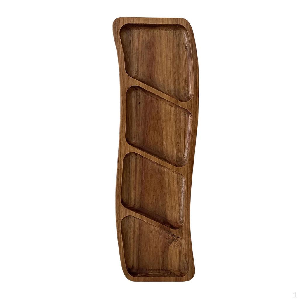 Divided Serving Tray Wood for Party Dish Multipurpose Elegant Snack Plate Appetizer
