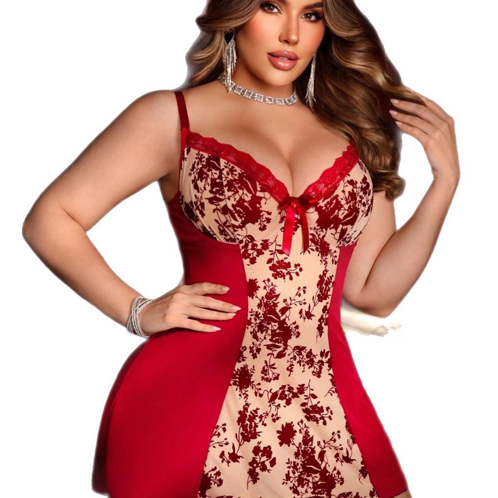 Nuovo pigiama sexy con giarrettiera puro desiderio pizzo fiocco taglia grande intimo corto donna