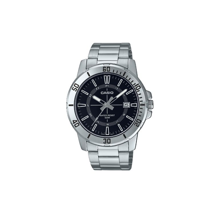 Casio Men's Black Standard Series 50M Water Resistant Quartz Movet Stainless Steel Strap Watch Watches Mtp-Vd01d-1C