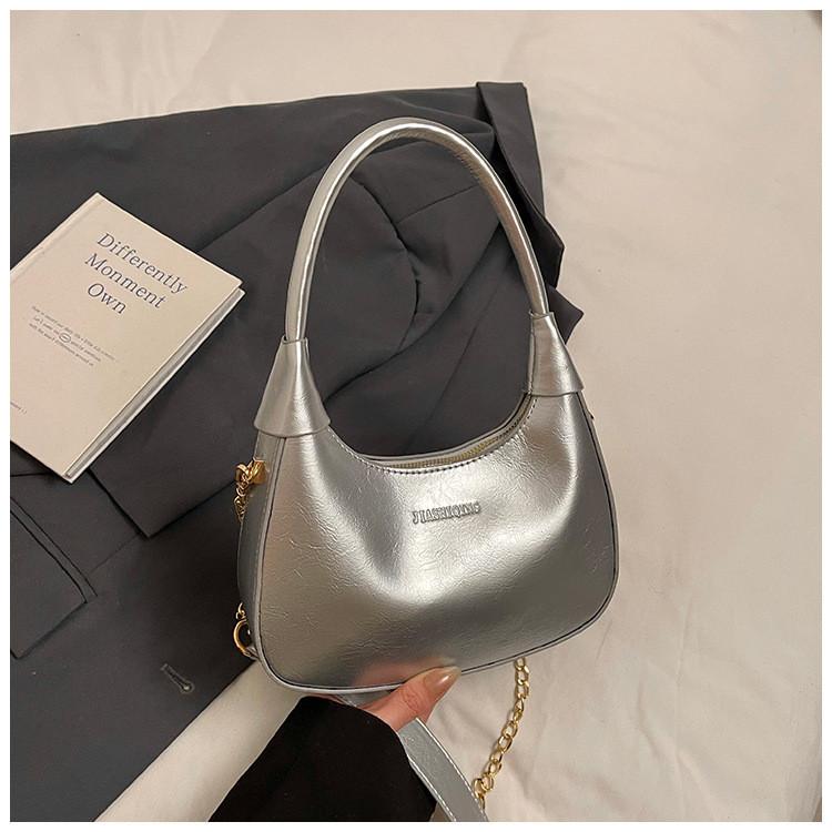IELGY Fashion Patent Leather Portable Crescent Bag Underarm Bag