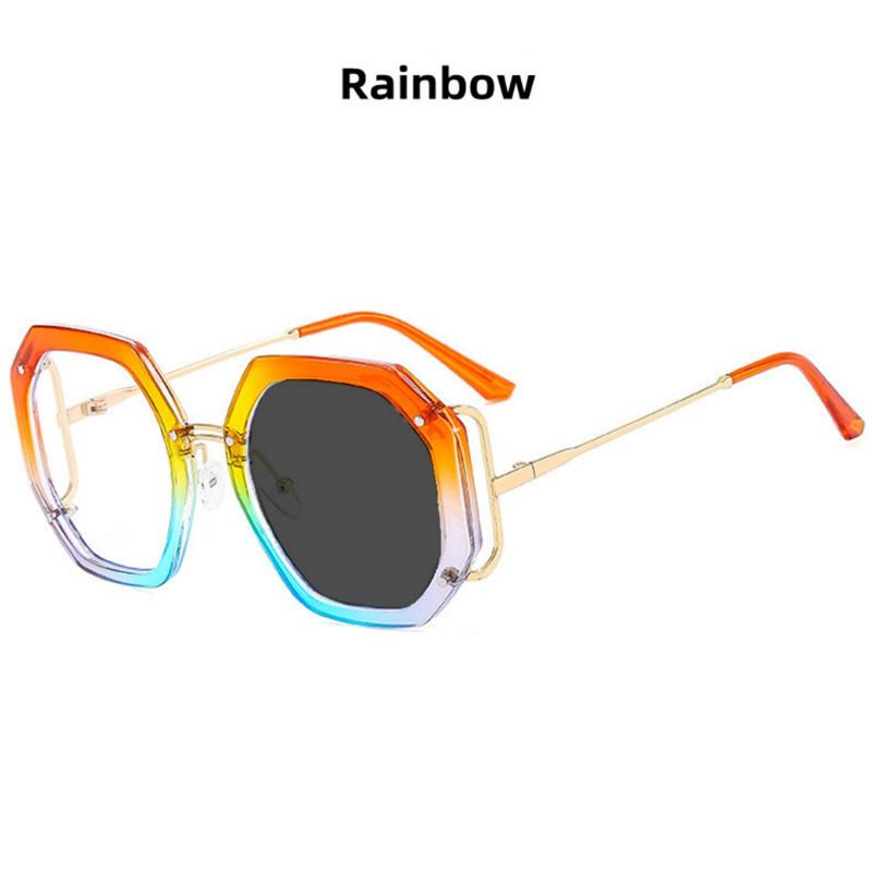 New Fashion Large Polygon Women Glasses Frame Photochromic Anti Blue Light Computer Reading Hyperopia Eyeglass