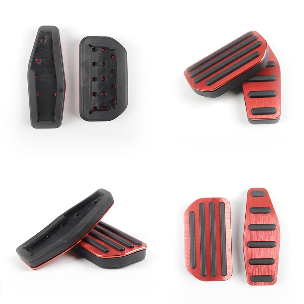 SAWAKAKI Pedal Covers for Suzuki Jimny Sierra JB74W Aluminum Accelerator Pedal Brake Pedal Covers of JB64W, (Automatic Transmission) - & (Set 2) (Red)