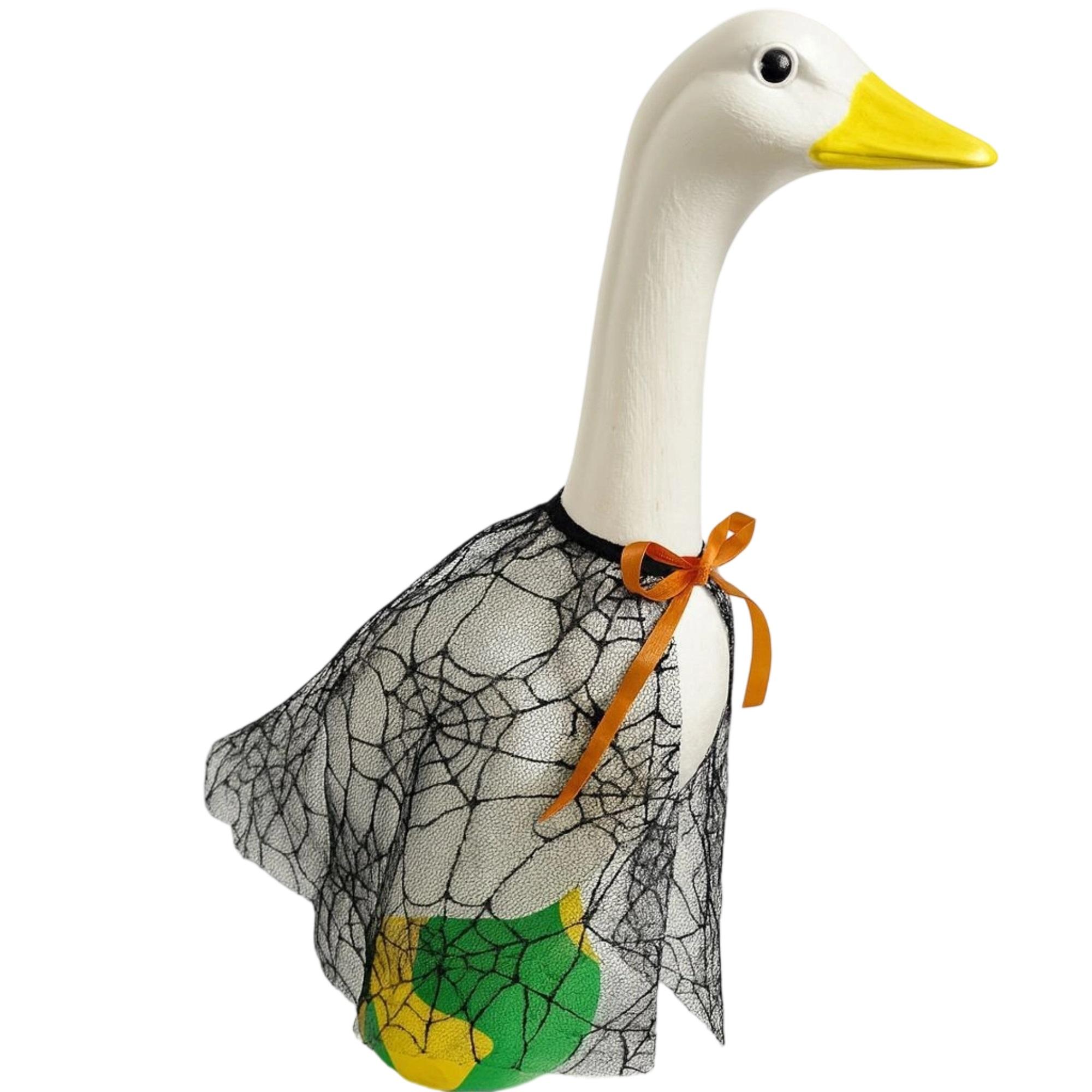 Halloween Goose Costume Creepy Black Spiderweb Lace Cape Outdoor Lawn Goose Outfit for Spooky Porch Decor One Size чёрный