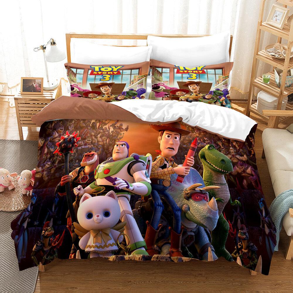 Factory 3D Digital Printing Quilt Set Three-Piece Cartoon Animation Thickened Grinding Kit