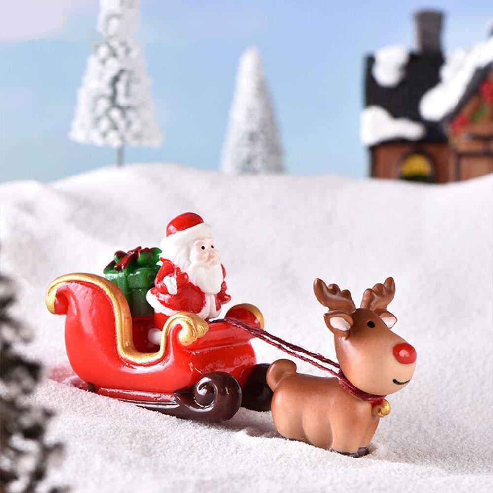 Christmas New Products Gifts Elk Snowman Santa Claus House Villa Creative Resin Micro Landscape Snow Cute Decoration Craft