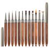 Sandalwood Handle 12-Piece Nail Art Brush Set: Japanese Gel & Lace Brushes